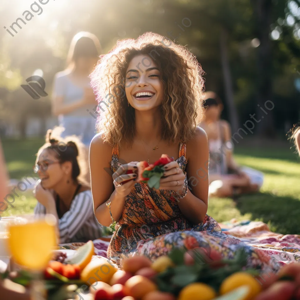 Influencers capturing moments during a picnic in a park - Image 1