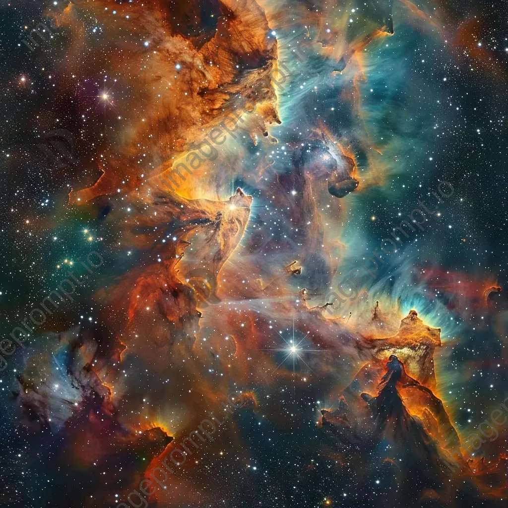 Cosmic spectacle of distant celestial formations with vibrant colors and intricate patterns - Image 1