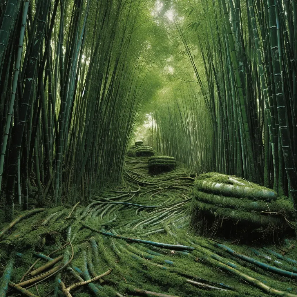 Image of a peaceful bamboo forest with a winding path - Image 1