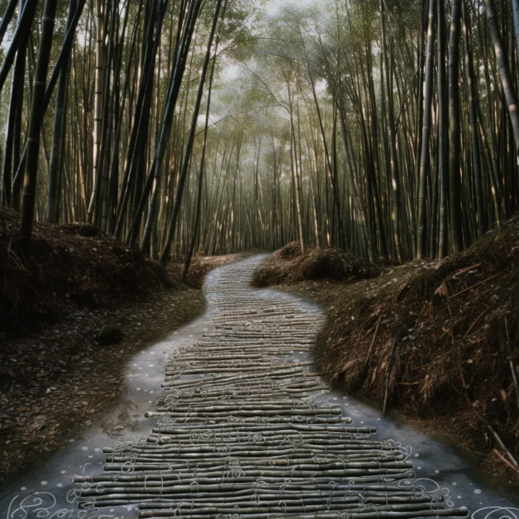 Image of a peaceful bamboo forest with a winding path - Image 2