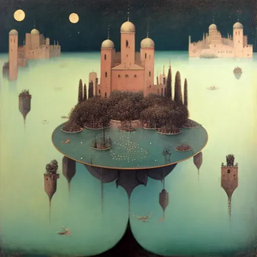 Spiritual journey through surreal landscape with floating islands - Image 2