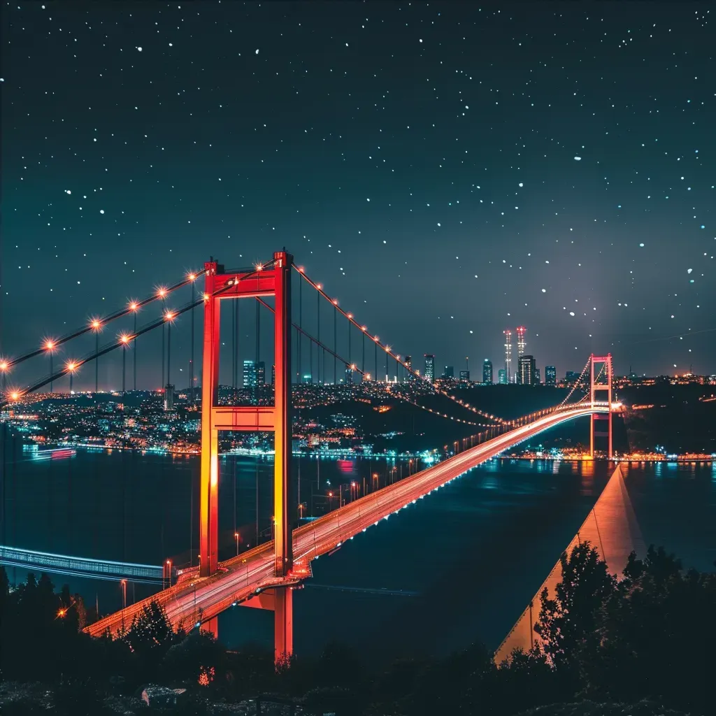 Istanbul Bosphorus Bridge night - Image 4