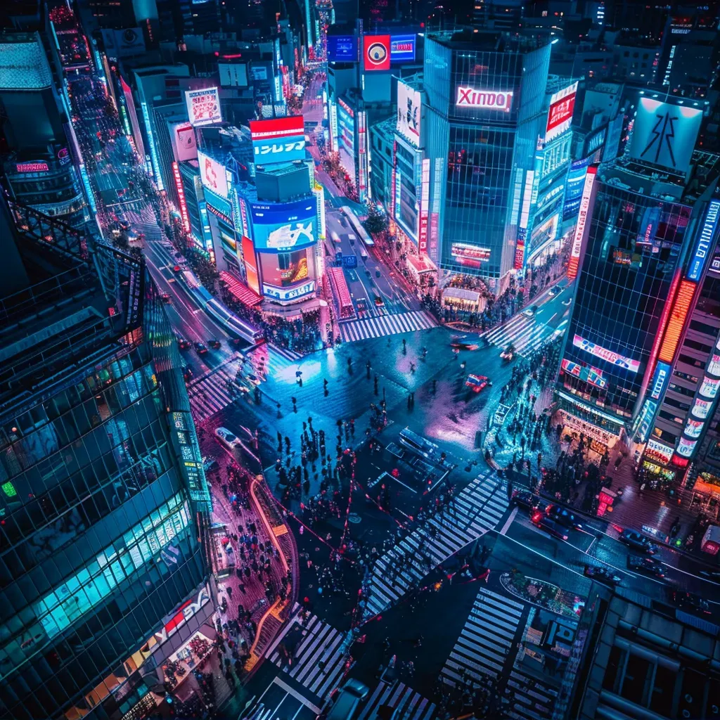 Tokyo cityscape with neon lights in Shibuya district - Image 1