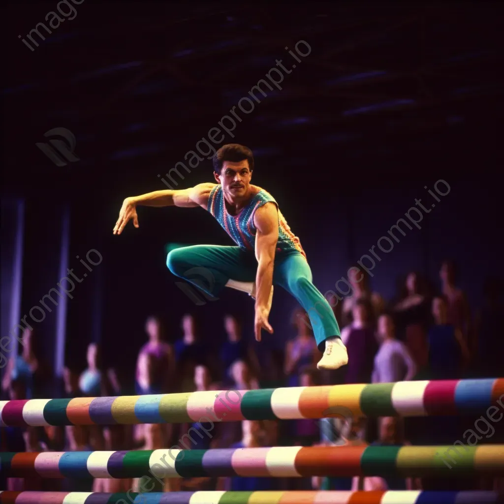 Gymnast gracefully performing on balance beam - Image 4