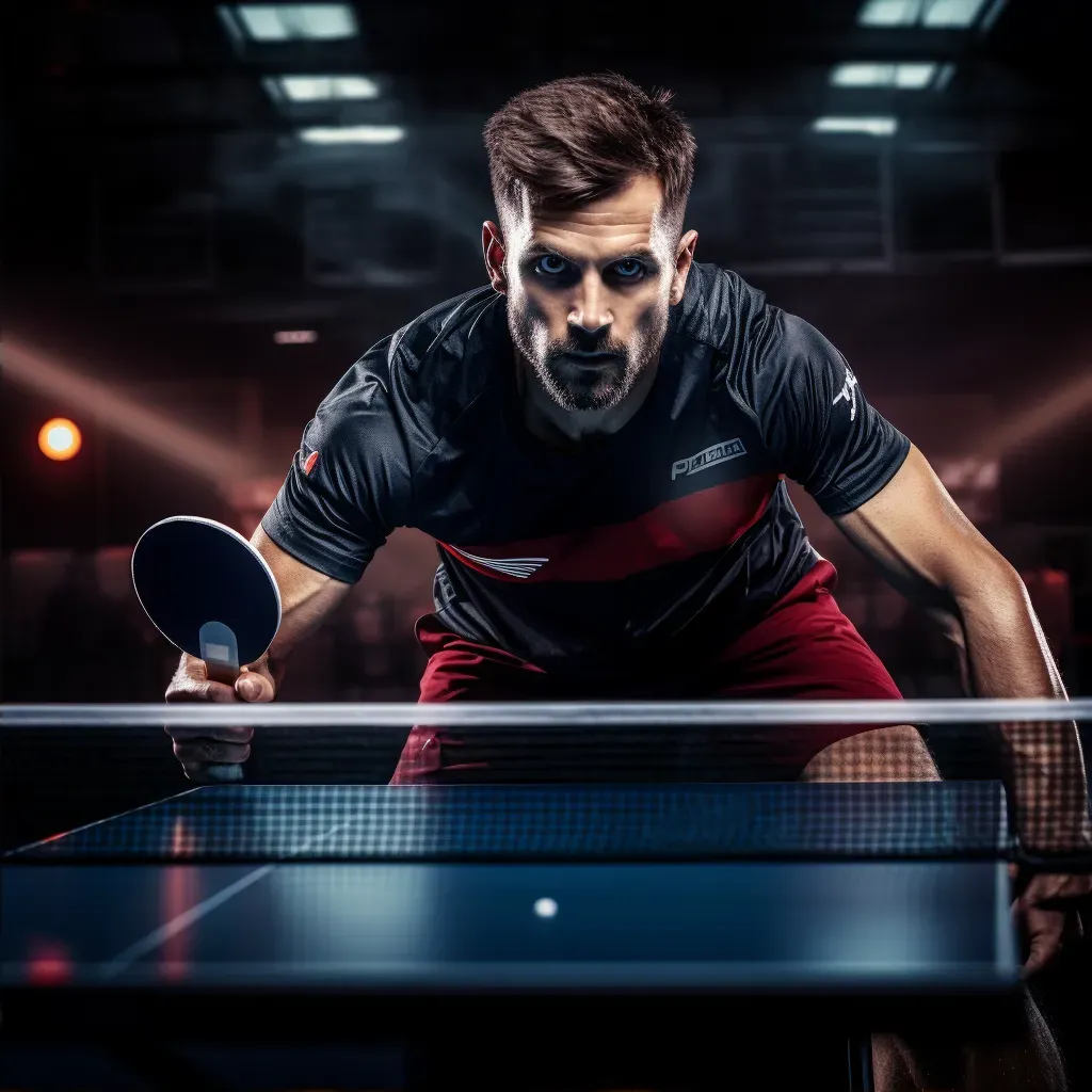 Table Tennis Player Mid-Match