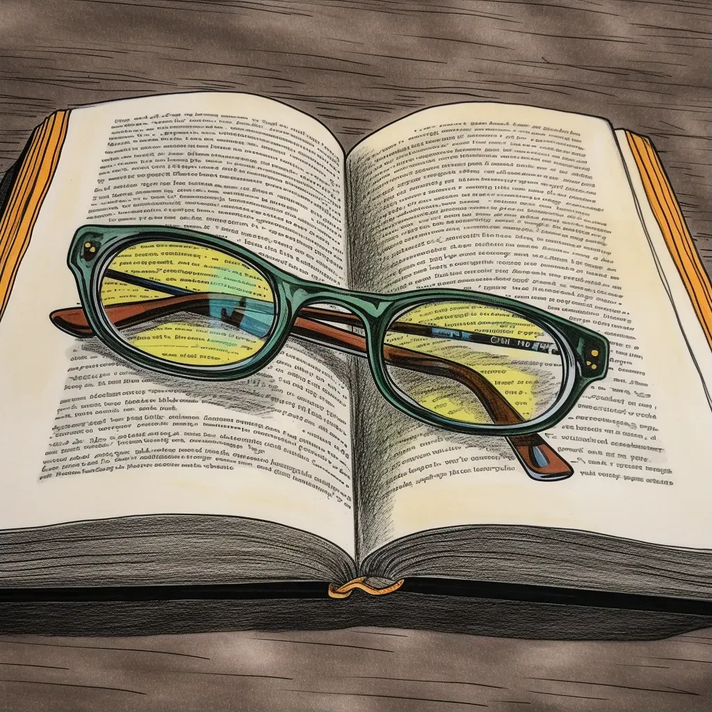 Pair of eyeglasses resting on an open book symbolizing the pursuit of knowledge - Image 1