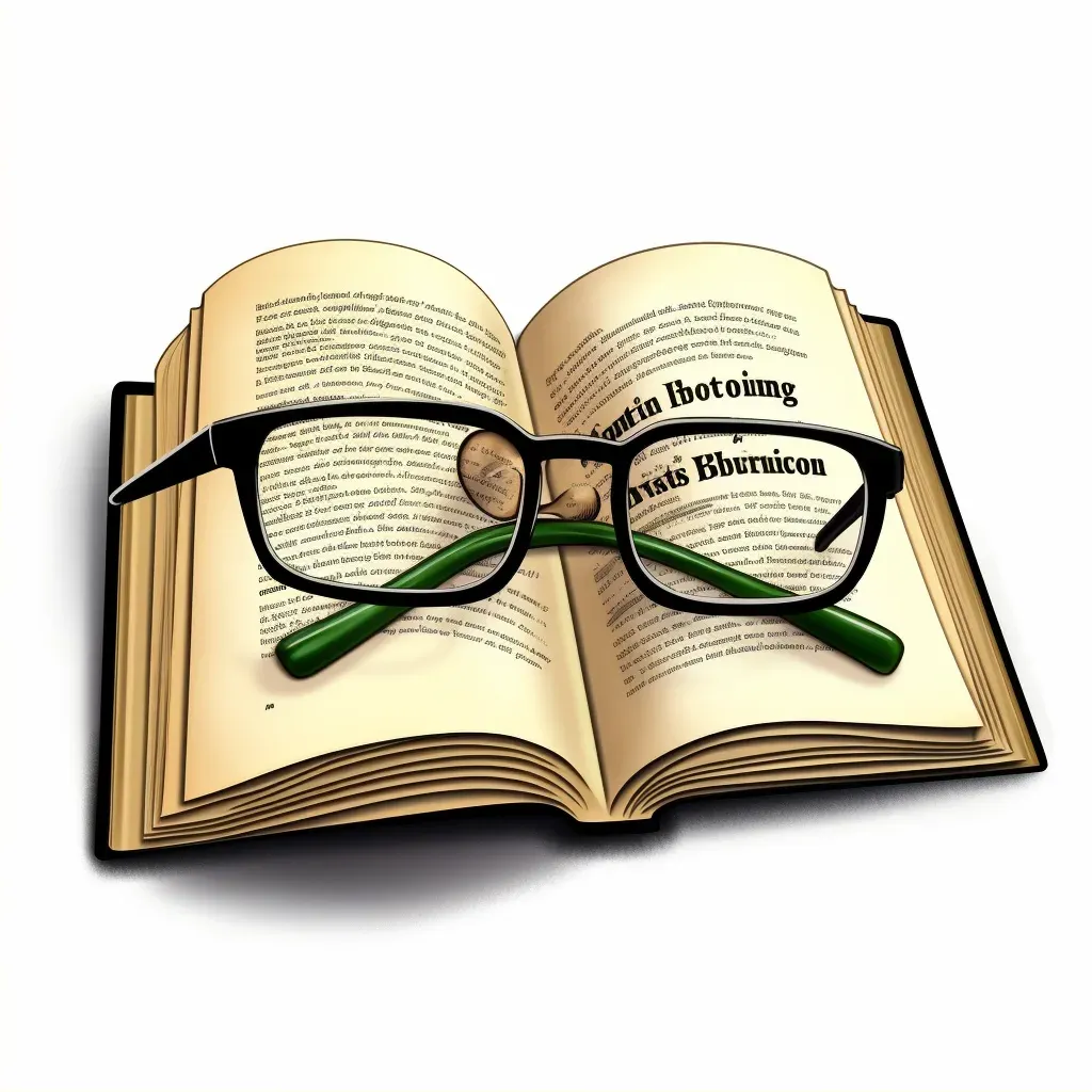 Pair of eyeglasses resting on an open book symbolizing the pursuit of knowledge - Image 2