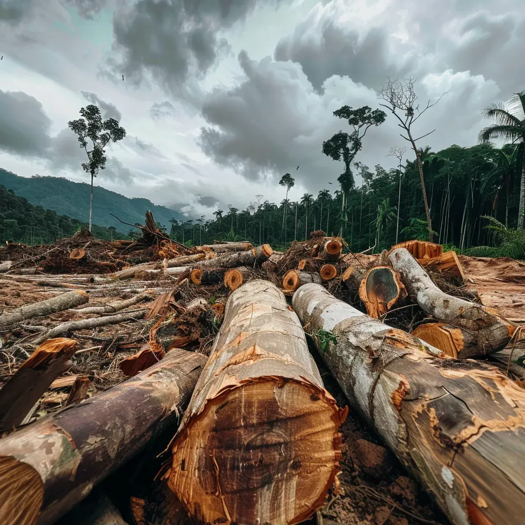 Trees felled in the Amazon, showing rainforest destruction - Image 2