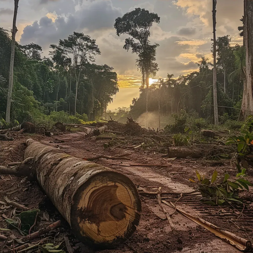 Trees felled in the Amazon, showing rainforest destruction - Image 4