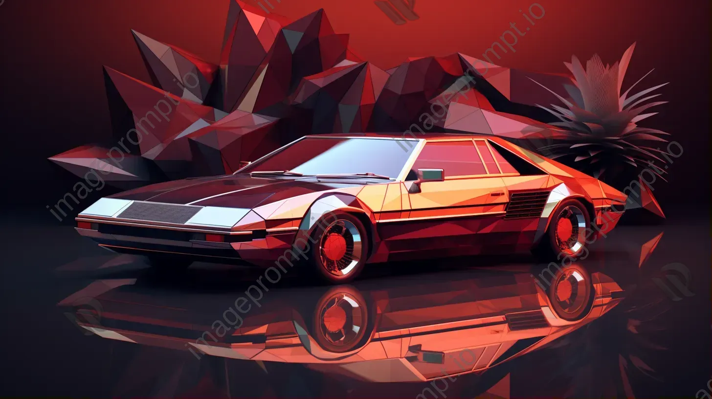 Retro-inspired luxury car in low poly design with sunset reflections - Image 1