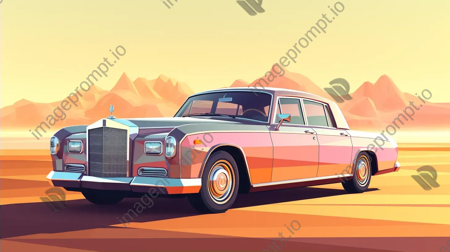 Retro-inspired luxury car in low poly design with sunset reflections - Image 2