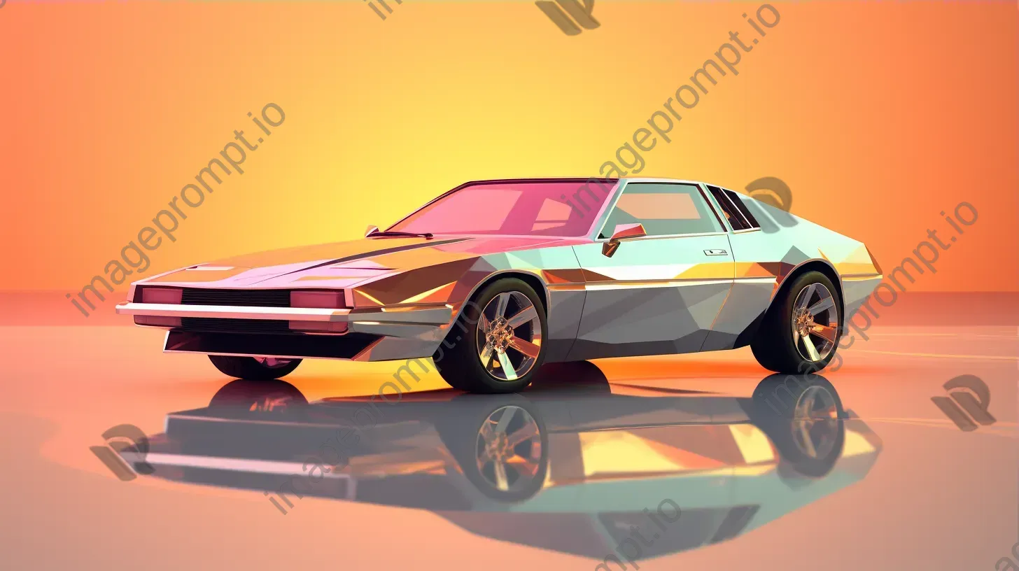 Retro-inspired luxury car in low poly design with sunset reflections - Image 3