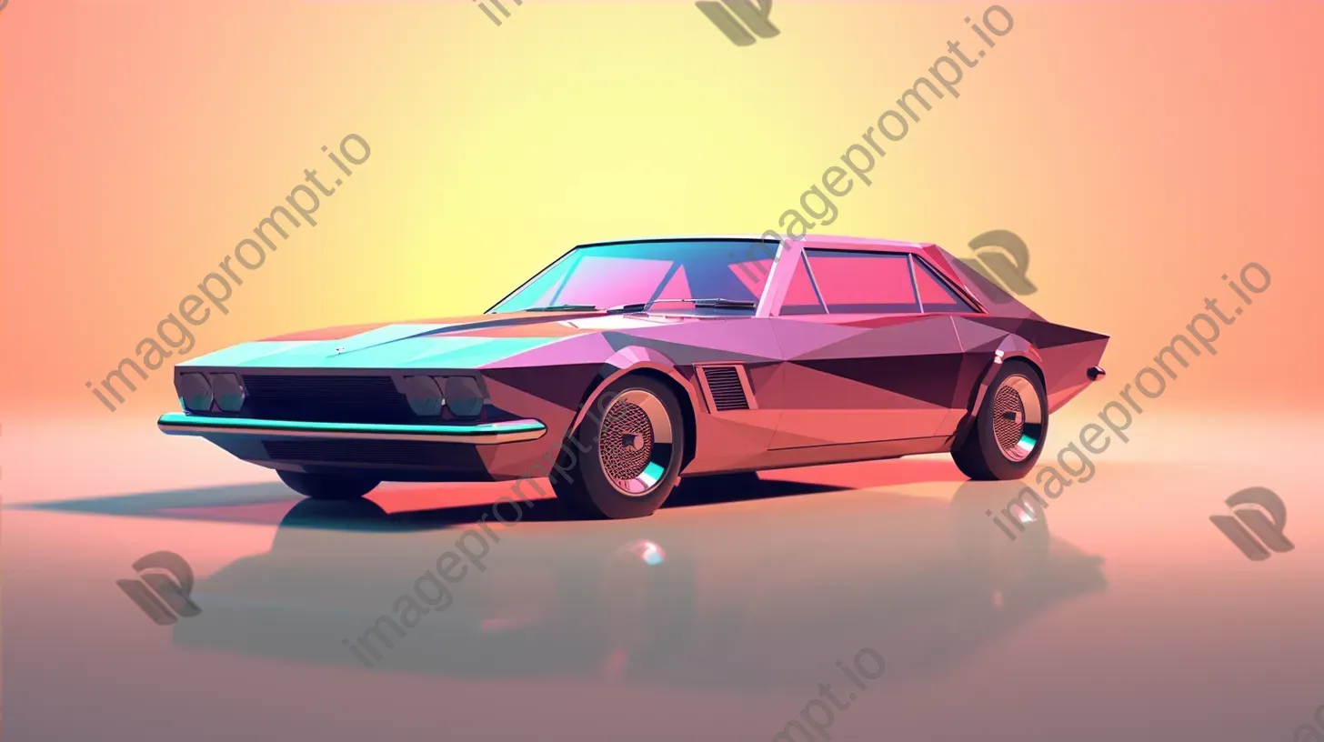 Retro-inspired luxury car in low poly design with sunset reflections - Image 4