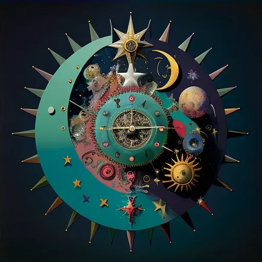 Image depicting celestial clock with gears made of stars and galaxies - Image 4