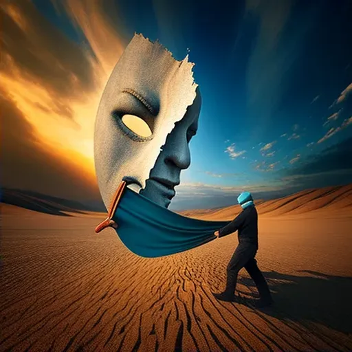 Illustration of a person removing a mask symbolizing self-realization journey - Image 2