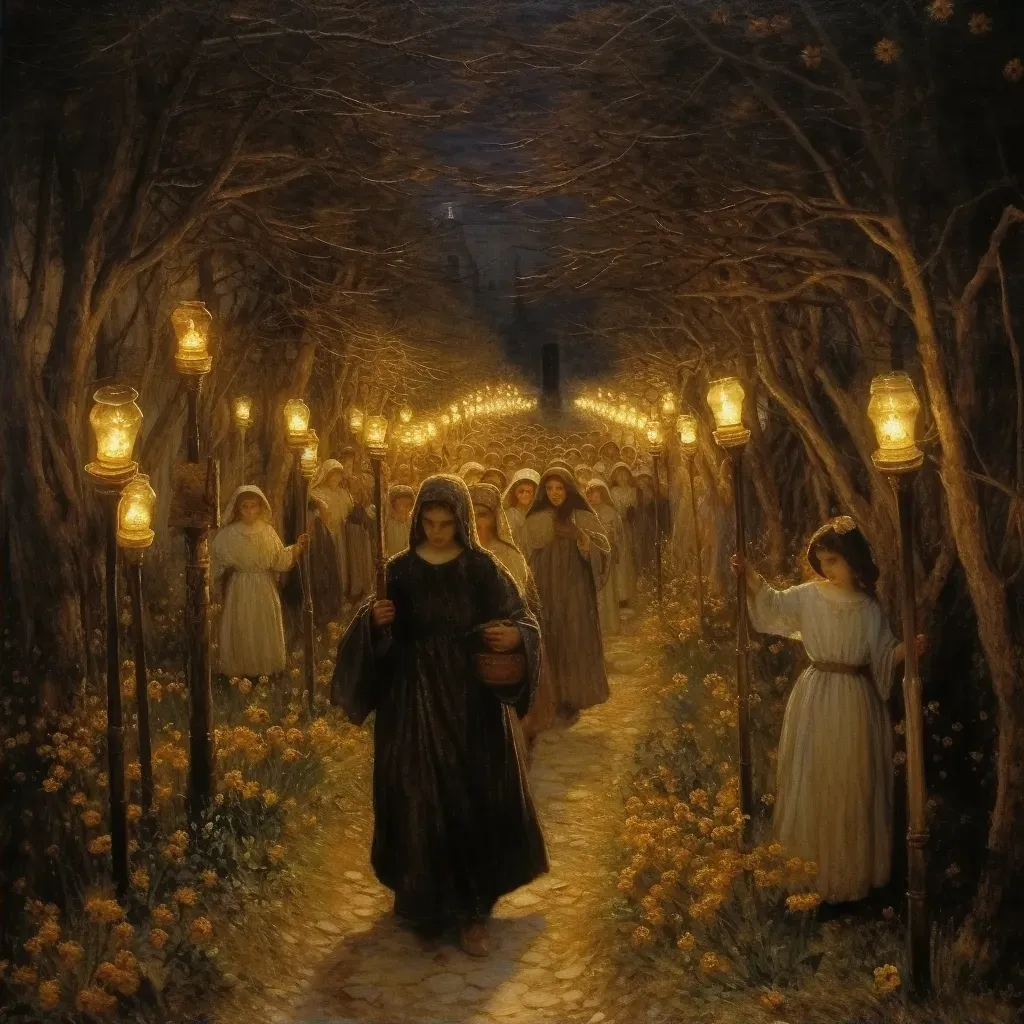 Greek Orthodox Easter procession with candles at night - Image 2