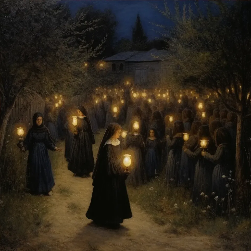 Greek Orthodox Easter procession with candles at night - Image 4