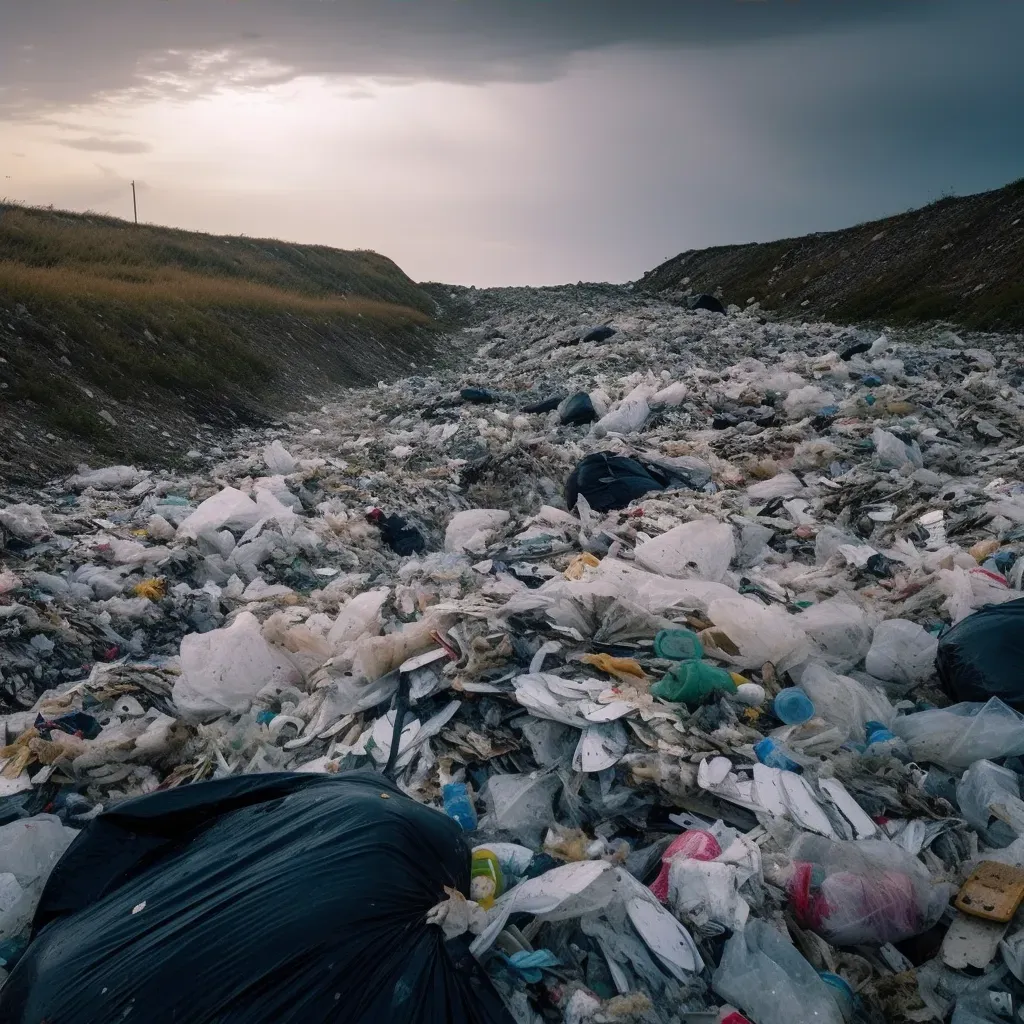 Overflowing landfill with discarded plastics, showing plastic waste pollution - Image 4