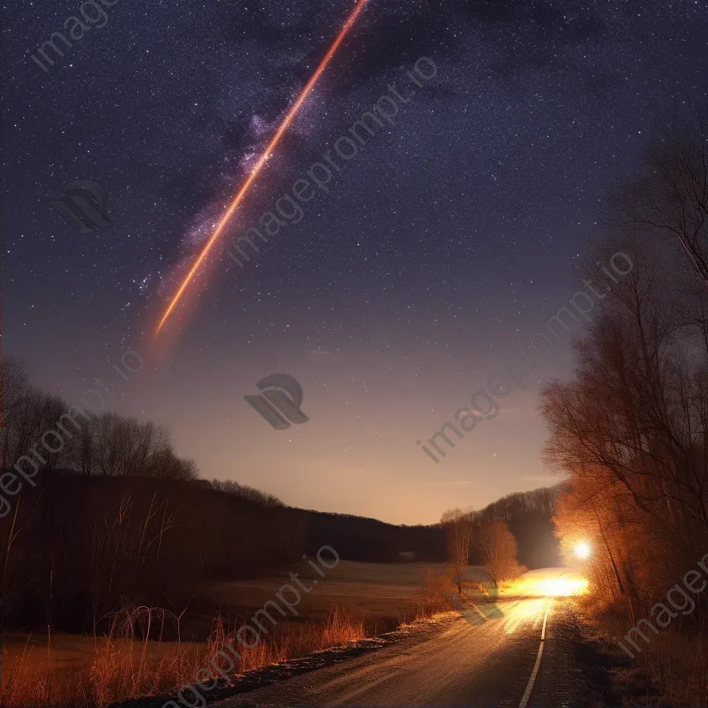 Fiery comet streaking through a starry sky with a bright trail - Image 2