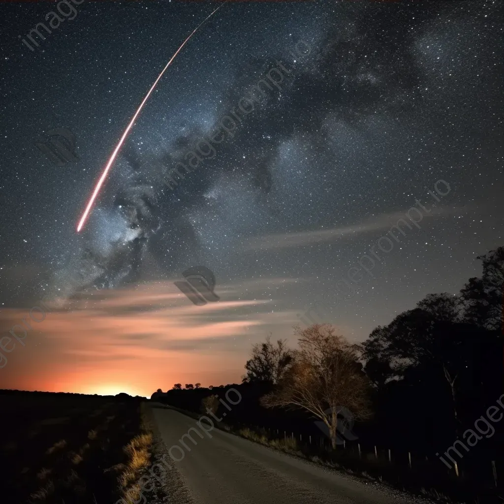 Fiery comet streaking through a starry sky with a bright trail - Image 3