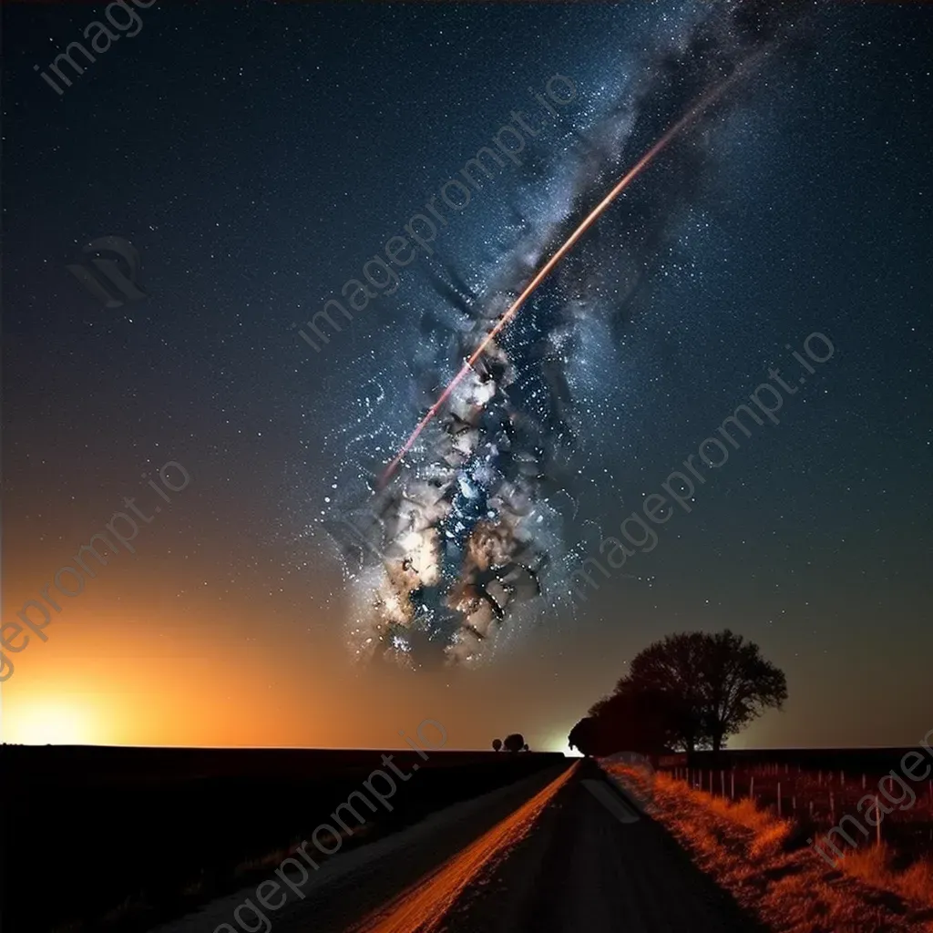 Fiery comet streaking through a starry sky with a bright trail - Image 4