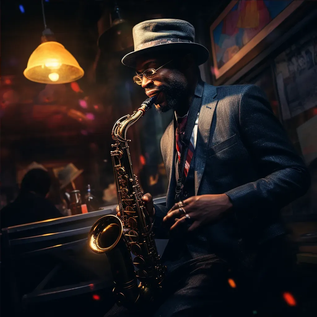 Musician playing saxophone in a jazz club. - Image 4