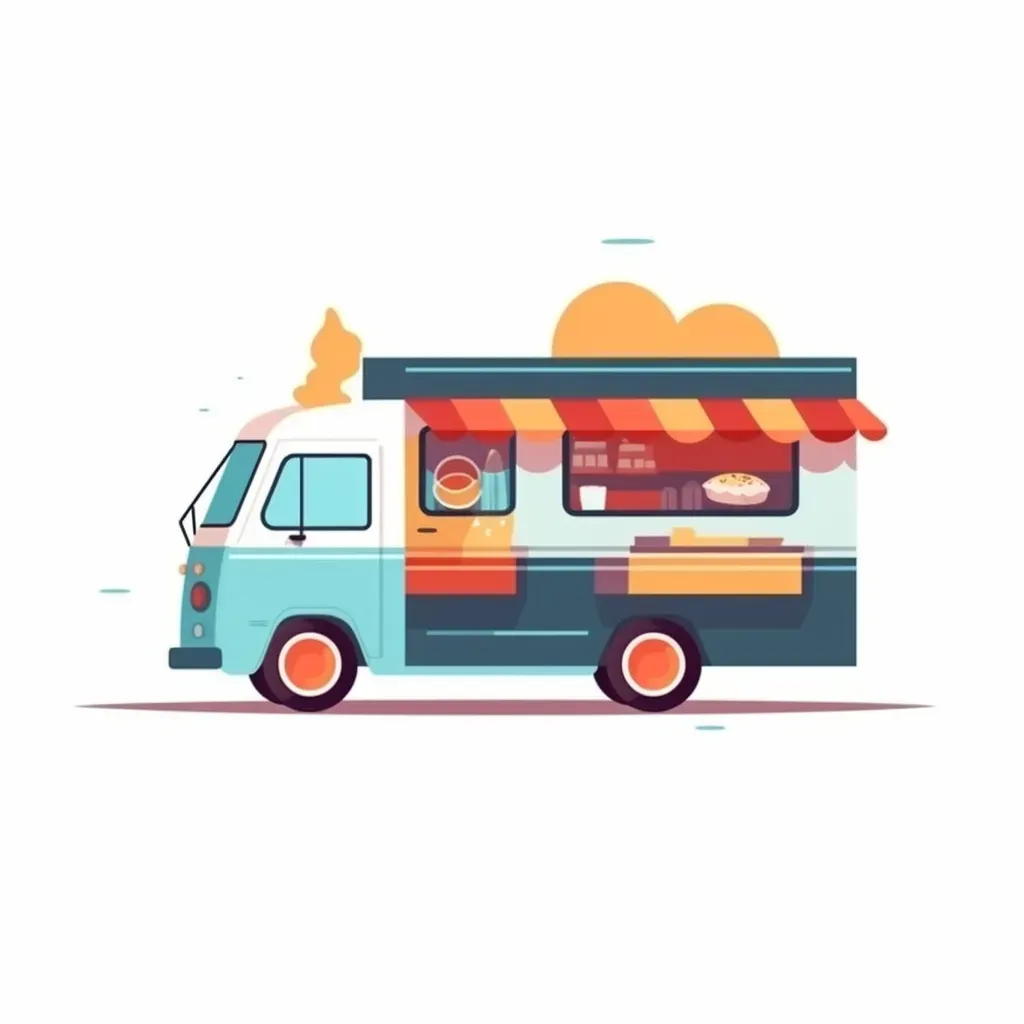 Food truck logo with vibrant food truck illustration - Image 1