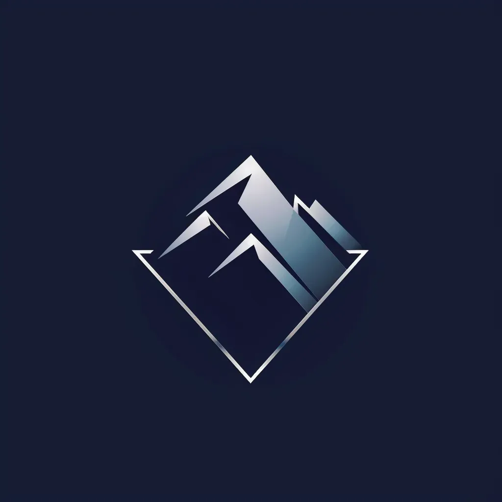 Logo featuring a monoline illustration of a diamond turning into a mountain peak, in silver and blue. - Image 4