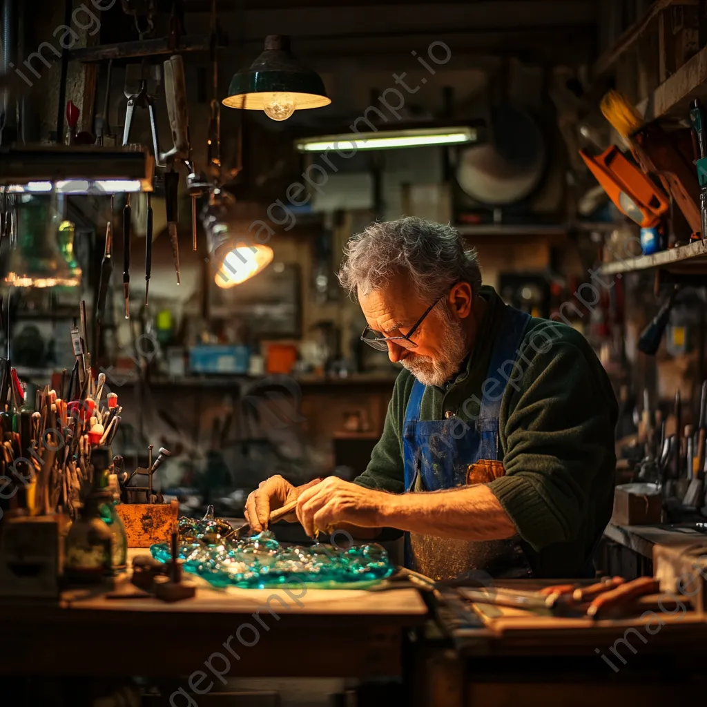 Artisan creating a glass sculpture in a workshop - Image 2