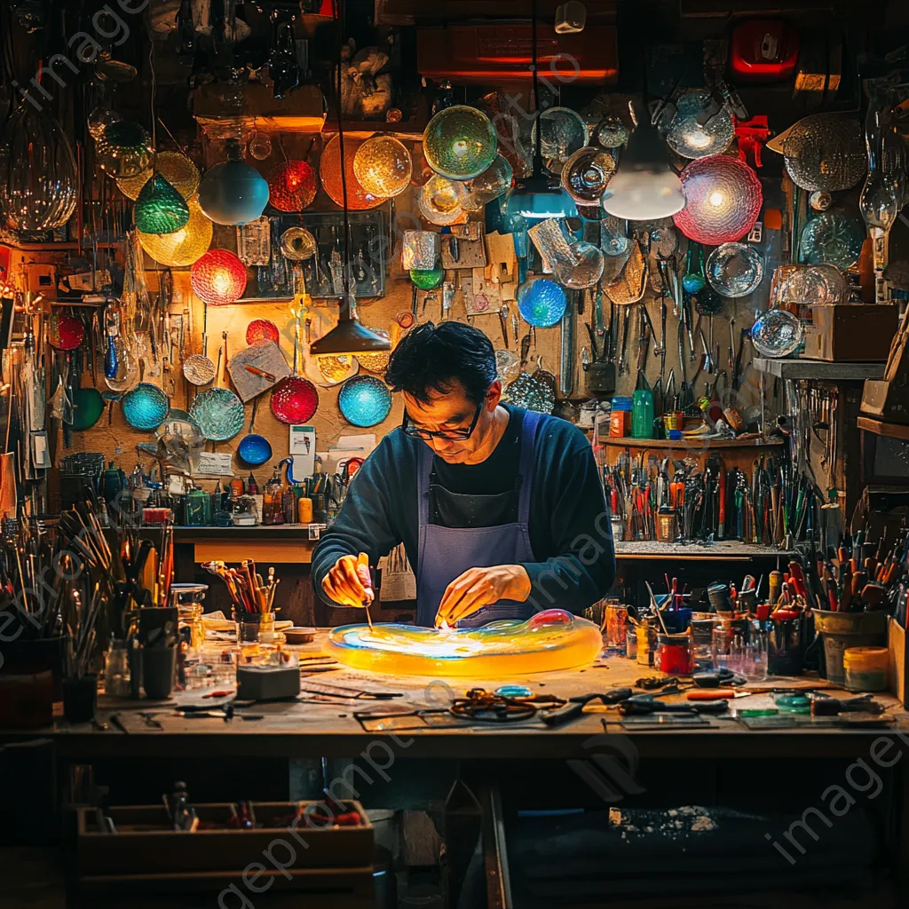 Artisan creating a glass sculpture in a workshop - Image 3