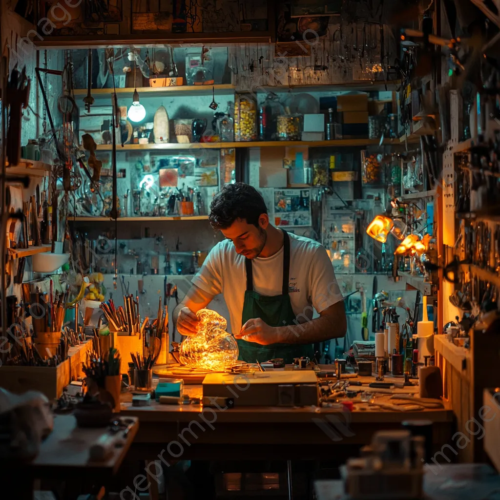 Artisan creating a glass sculpture in a workshop - Image 4