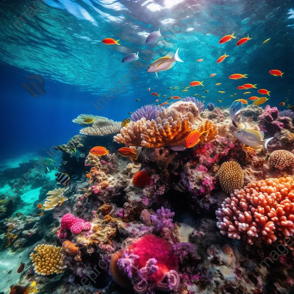 Vivid coral reef alive with marine activity, photographed with a Nikon D6. - Image 1