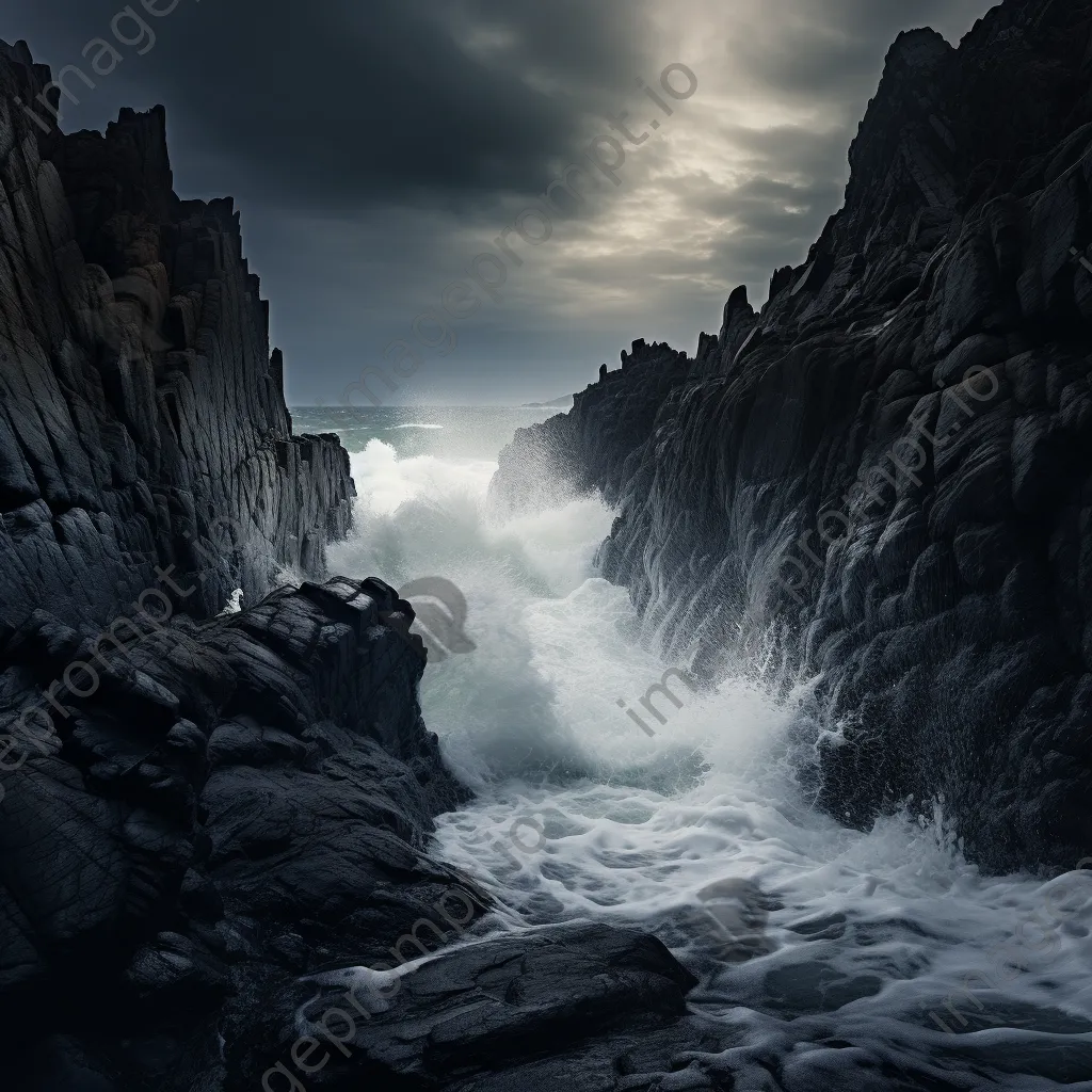 Long exposure photo of waves crashing on cliffs - Image 1