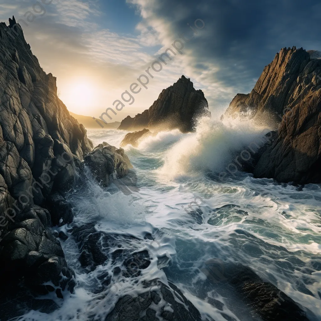 Long exposure photo of waves crashing on cliffs - Image 3