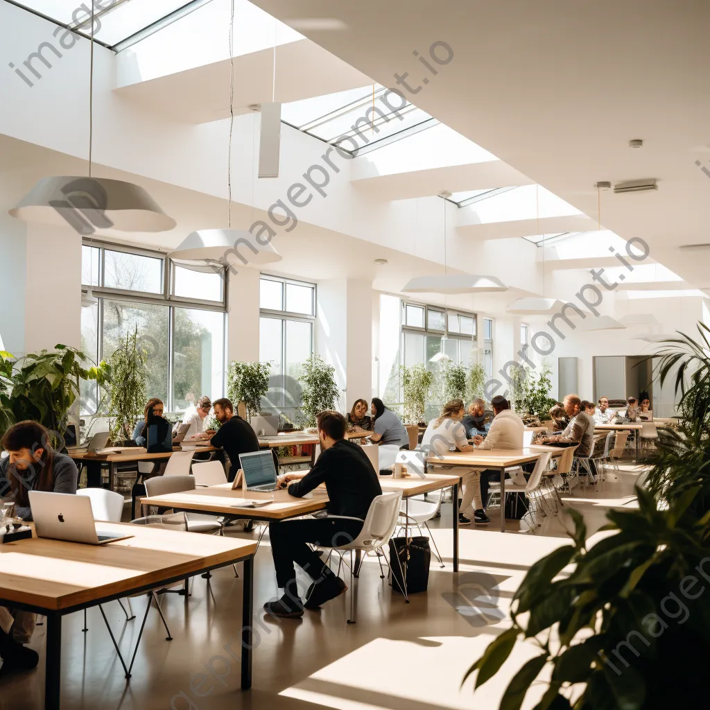 Individuals working in a bright, minimalist co-working space - Image 2