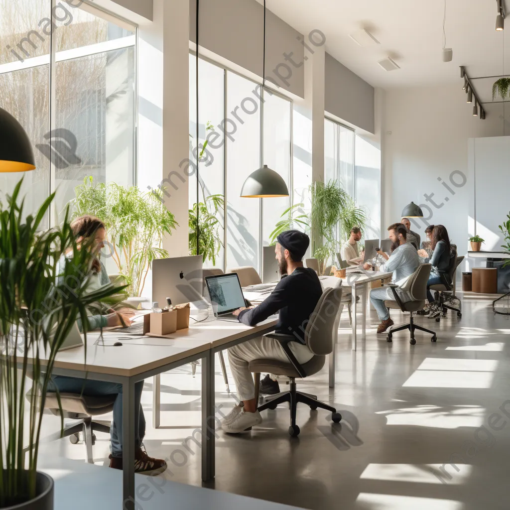 Individuals working in a bright, minimalist co-working space - Image 3