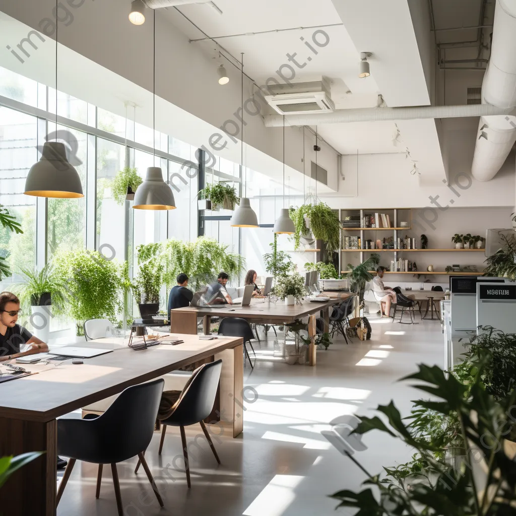 Individuals working in a bright, minimalist co-working space - Image 4