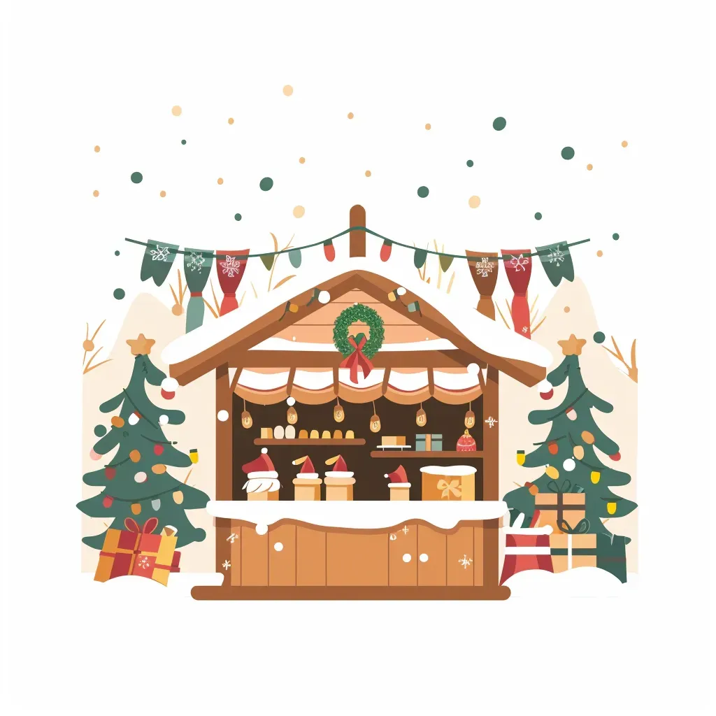 Christmas market logo with festive stalls and decorations - Image 2