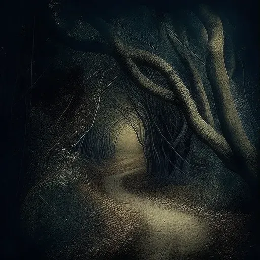 Enchanted forest path with a flickering will-o-the-wisp - Image 1