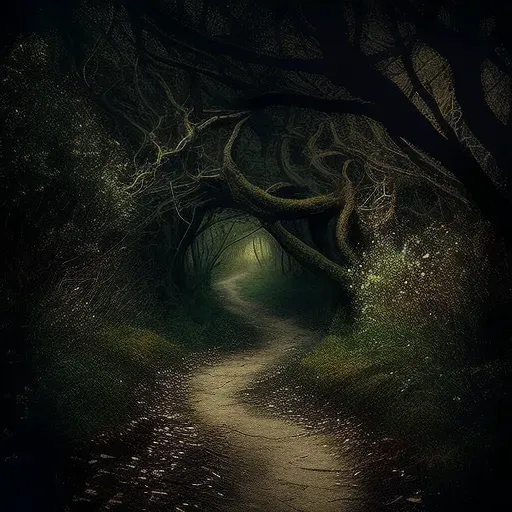 Enchanted forest path with a flickering will-o-the-wisp - Image 3