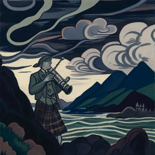 Image of lone piper playing bagpipes - Image 1