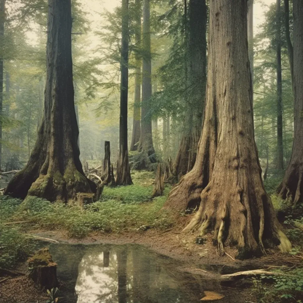 Image of a primordial forest with towering ancient trees reaching skyward - Image 2