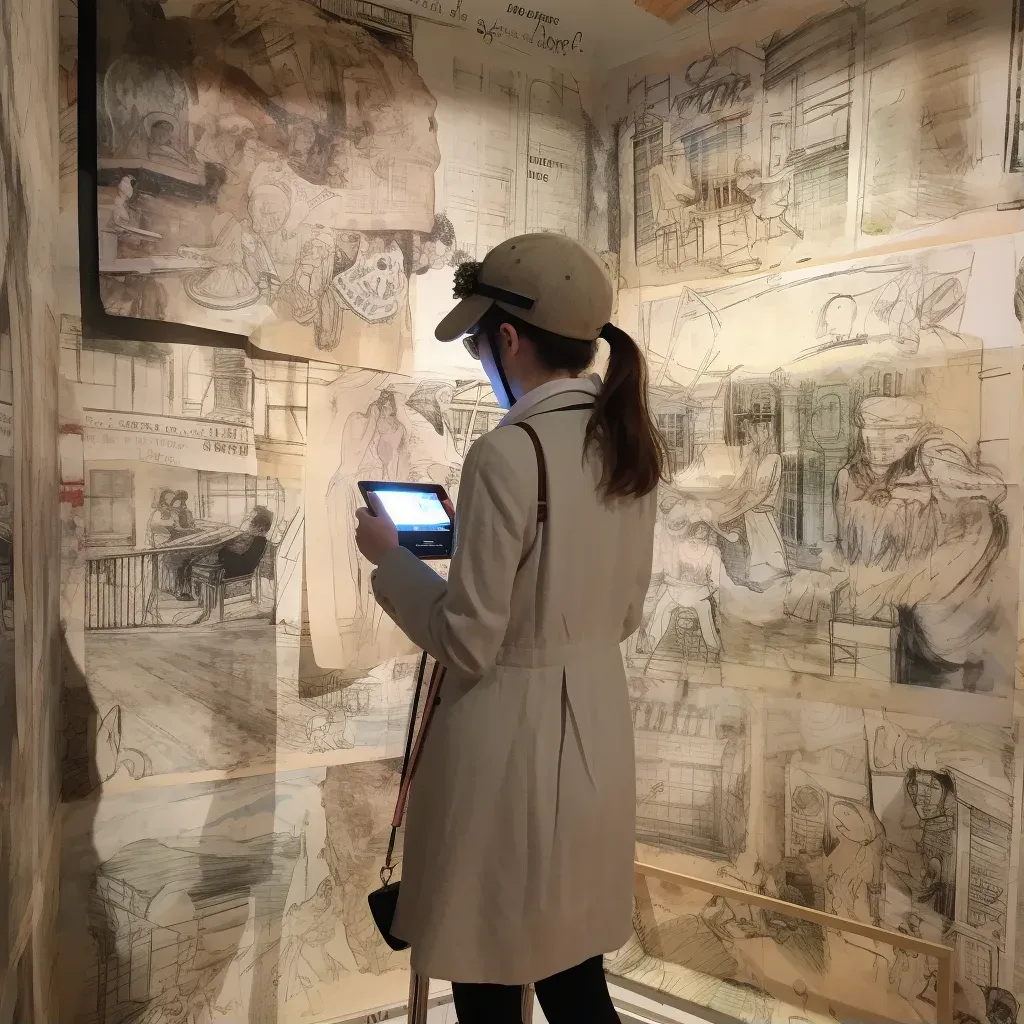 Person navigating a maze of pop-up ads in a virtual reality setting - Image 1