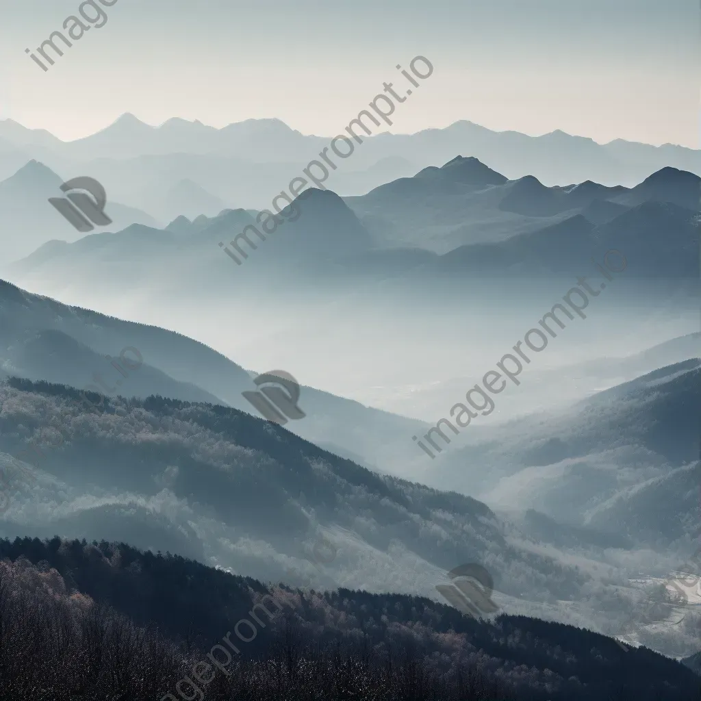 Mountain range with misty valleys shot on Sony Alpha 7 III - Image 1