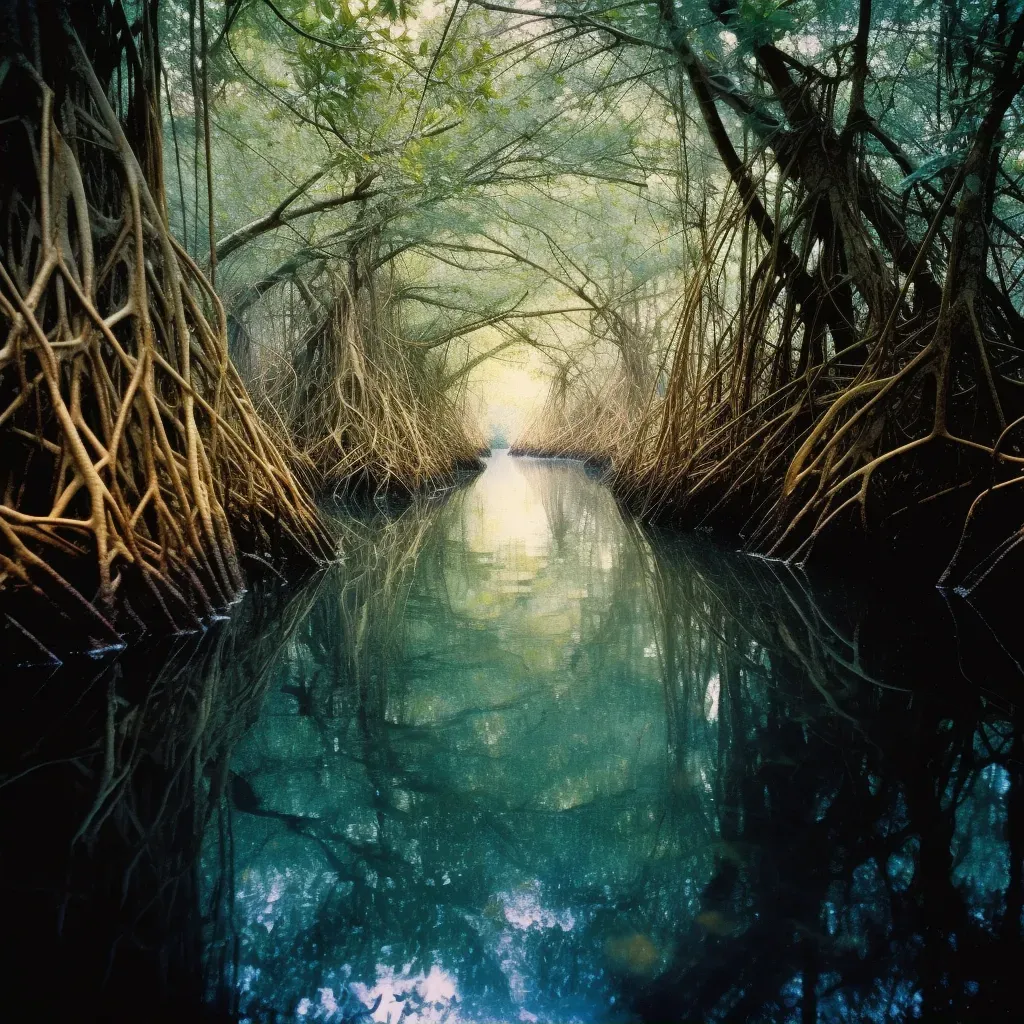 Dense mangrove forest with roots in clear water - Image 2