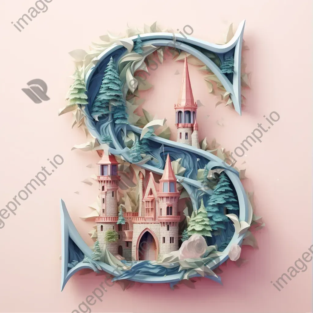 Whimsical fairy tale-themed typography in pastel low poly art style - Image 1