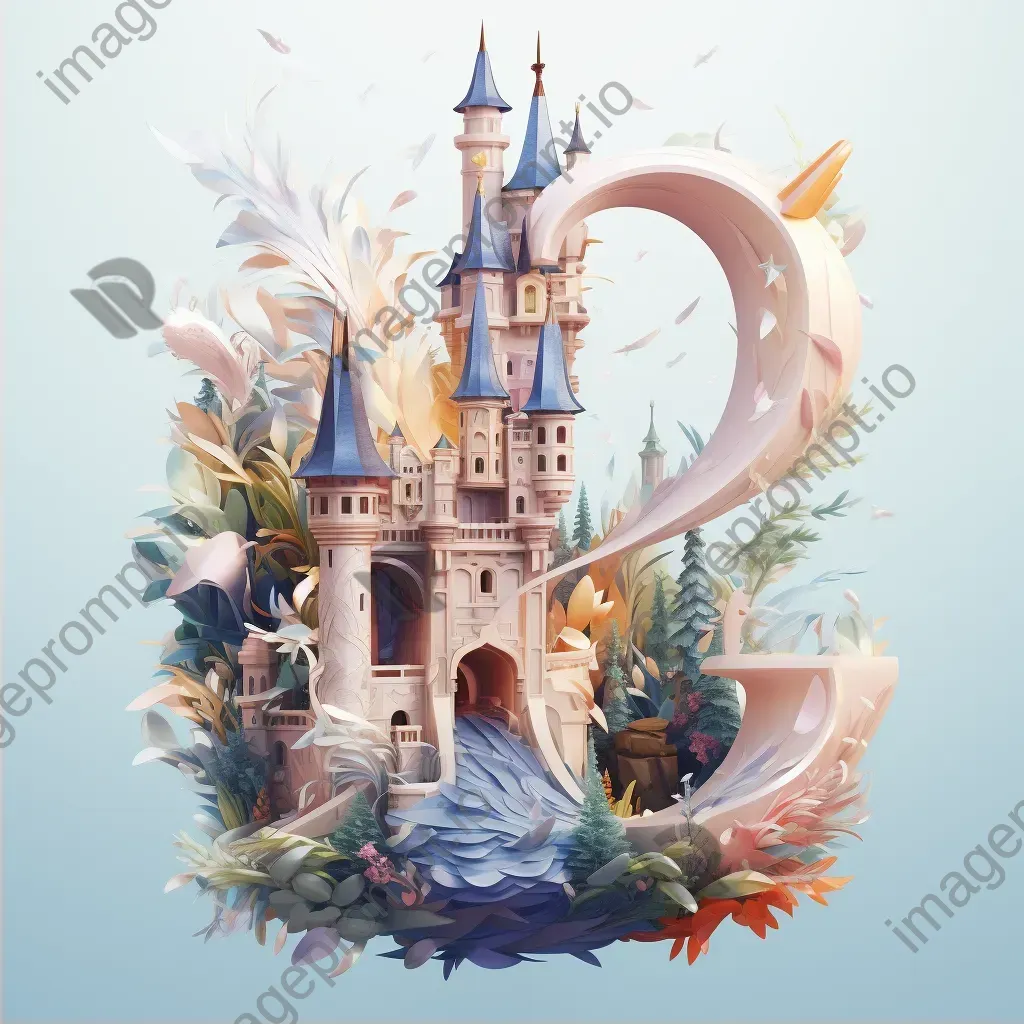 Whimsical fairy tale-themed typography in pastel low poly art style - Image 2