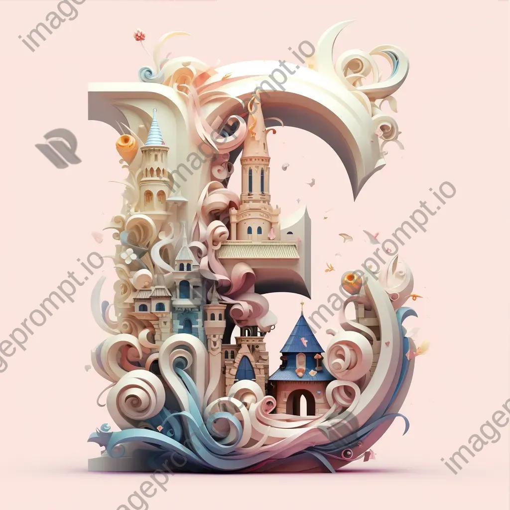 Whimsical fairy tale-themed typography in pastel low poly art style - Image 3