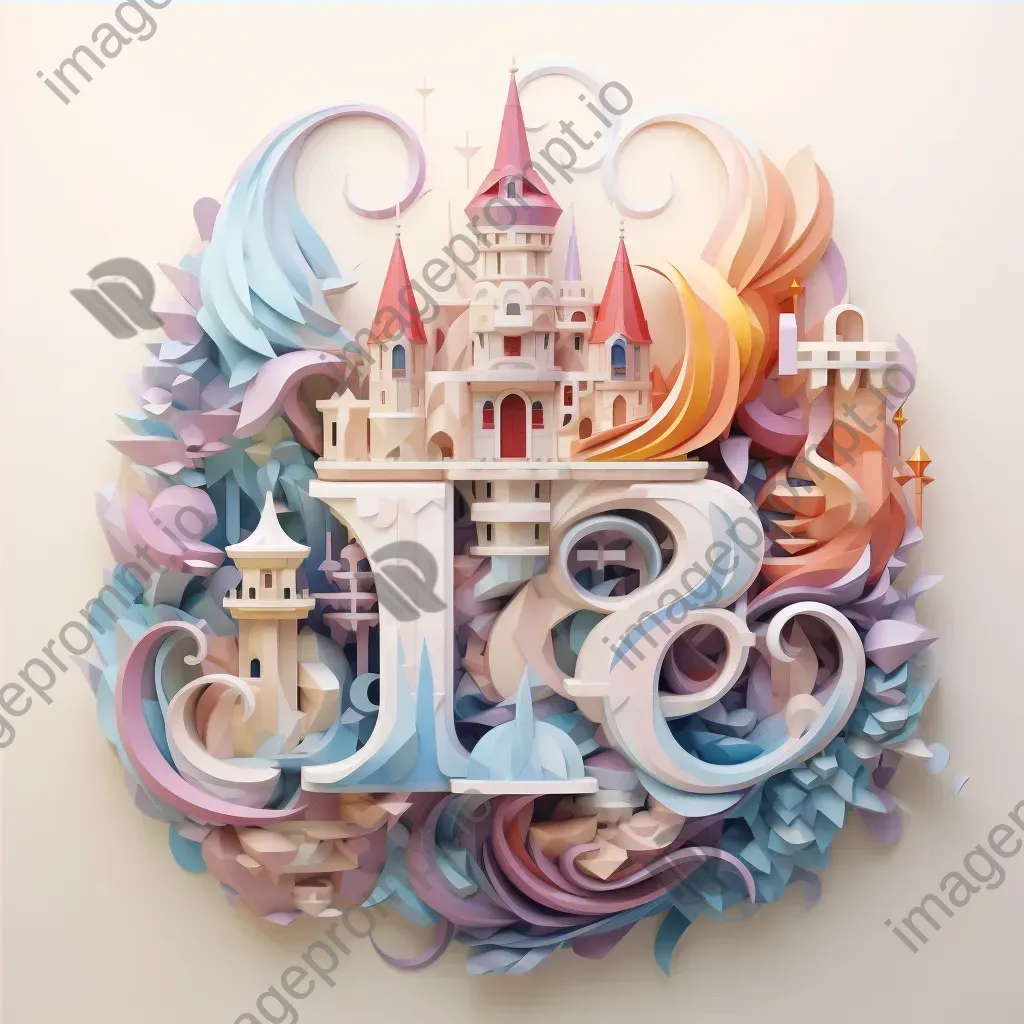 Whimsical fairy tale-themed typography in pastel low poly art style - Image 4