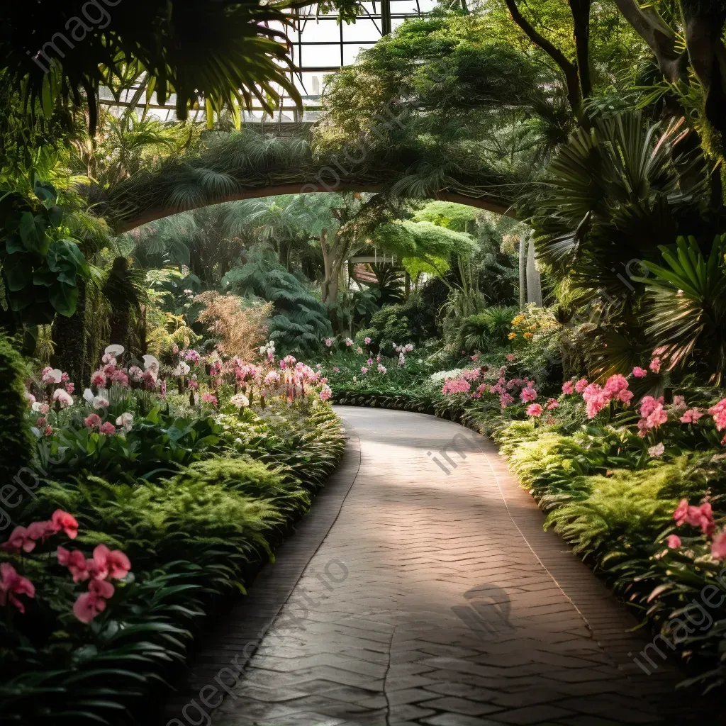 Botanical garden walkway with asymmetric flowers on Fujifilm X-T4 - Image 2